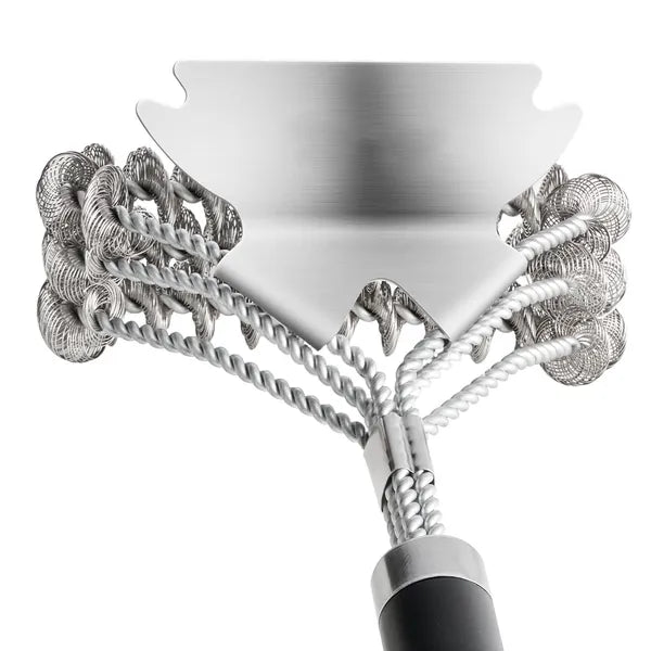 BBQ Grill Brush and Scraper Set, Stainless Steel Grill Cleaning Tools for Gas Charcoal BBQ, Long Handle Safe