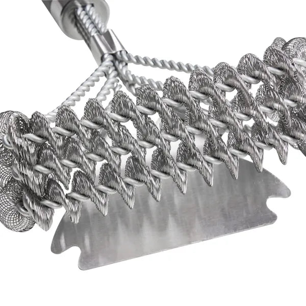 BBQ Grill Brush and Scraper Set, Stainless Steel Grill Cleaning Tools for Gas Charcoal BBQ, Long Handle Safe