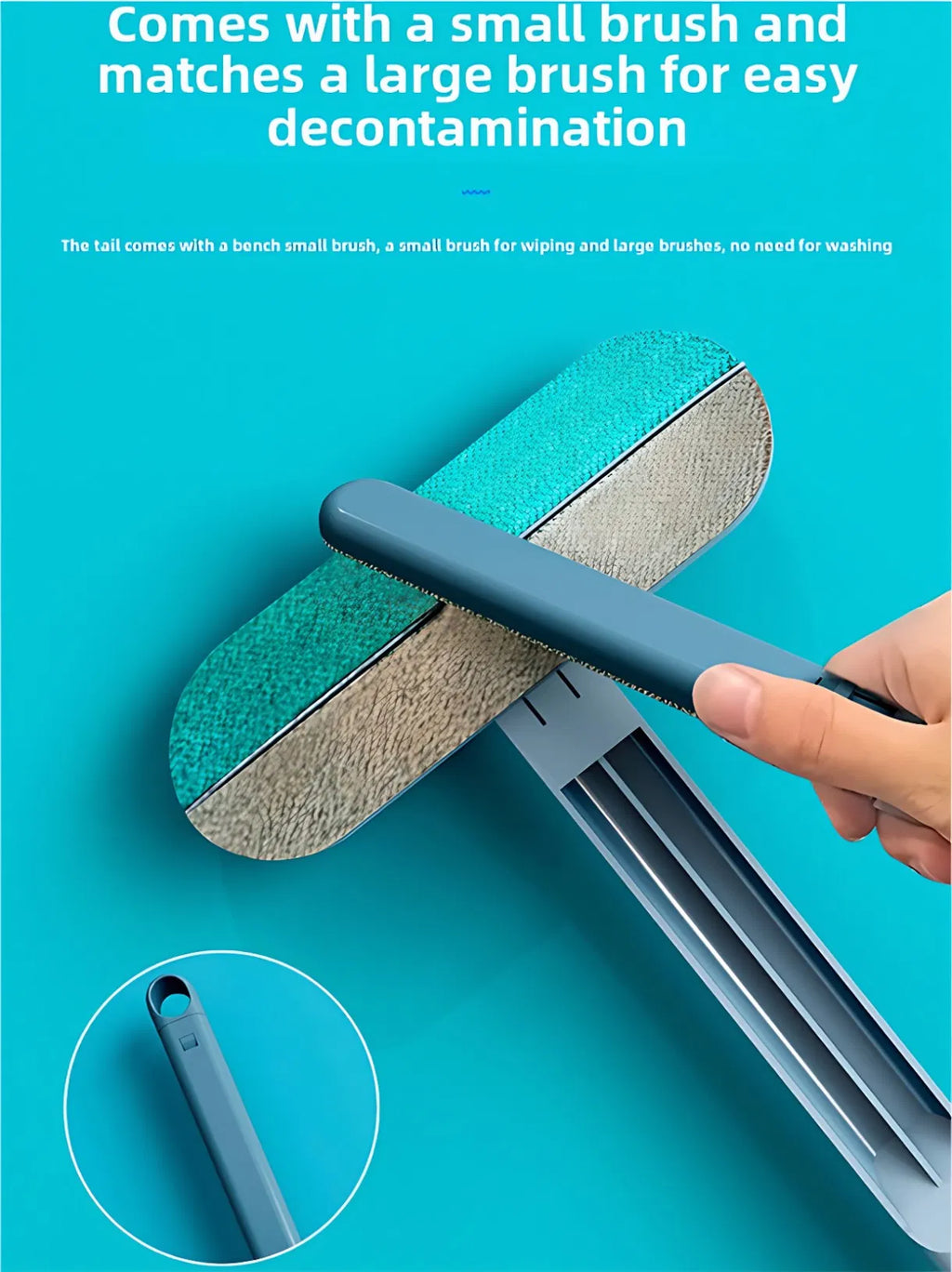 Pet Hair Remover Brush, 2-in-1 Lint Roller Cleaner with Soft Velvet Brush and Scraper, Reusable Dog & Cat Hair Removal Tool for Sofa, Carpet, Furniture and Clothes