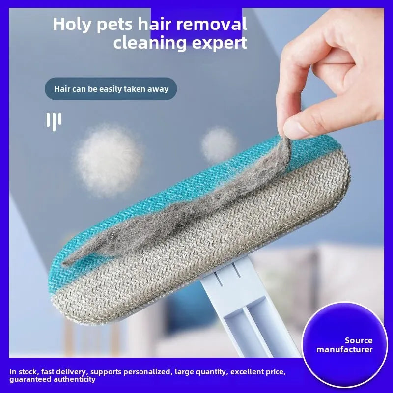 Pet Hair Remover Brush, 2-in-1 Lint Roller Cleaner with Soft Velvet Brush and Scraper, Reusable Dog & Cat Hair Removal Tool for Sofa, Carpet, Furniture and Clothes