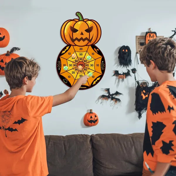 Halloween Dart Game Set with 12 Sticky Balls Portable Polyester Target Board for Family Party Interactive Play
