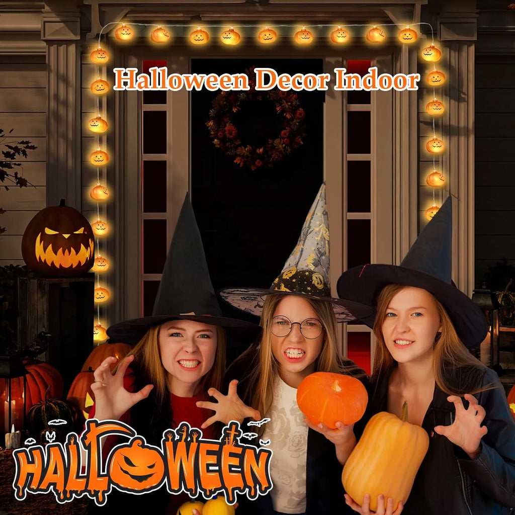 Halloween Pumpkin String Lights 20FT 40LED Battery Operated 8 Modes Waterproof Indoor Outdoor