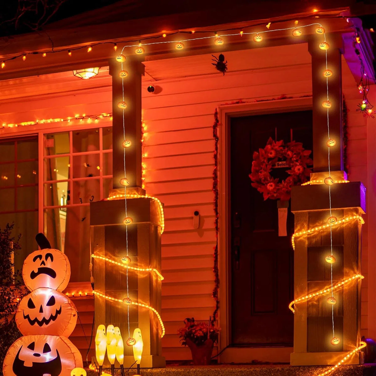 Halloween Pumpkin String Lights 20FT 40LED Battery Operated 8 Modes Waterproof Party Decor