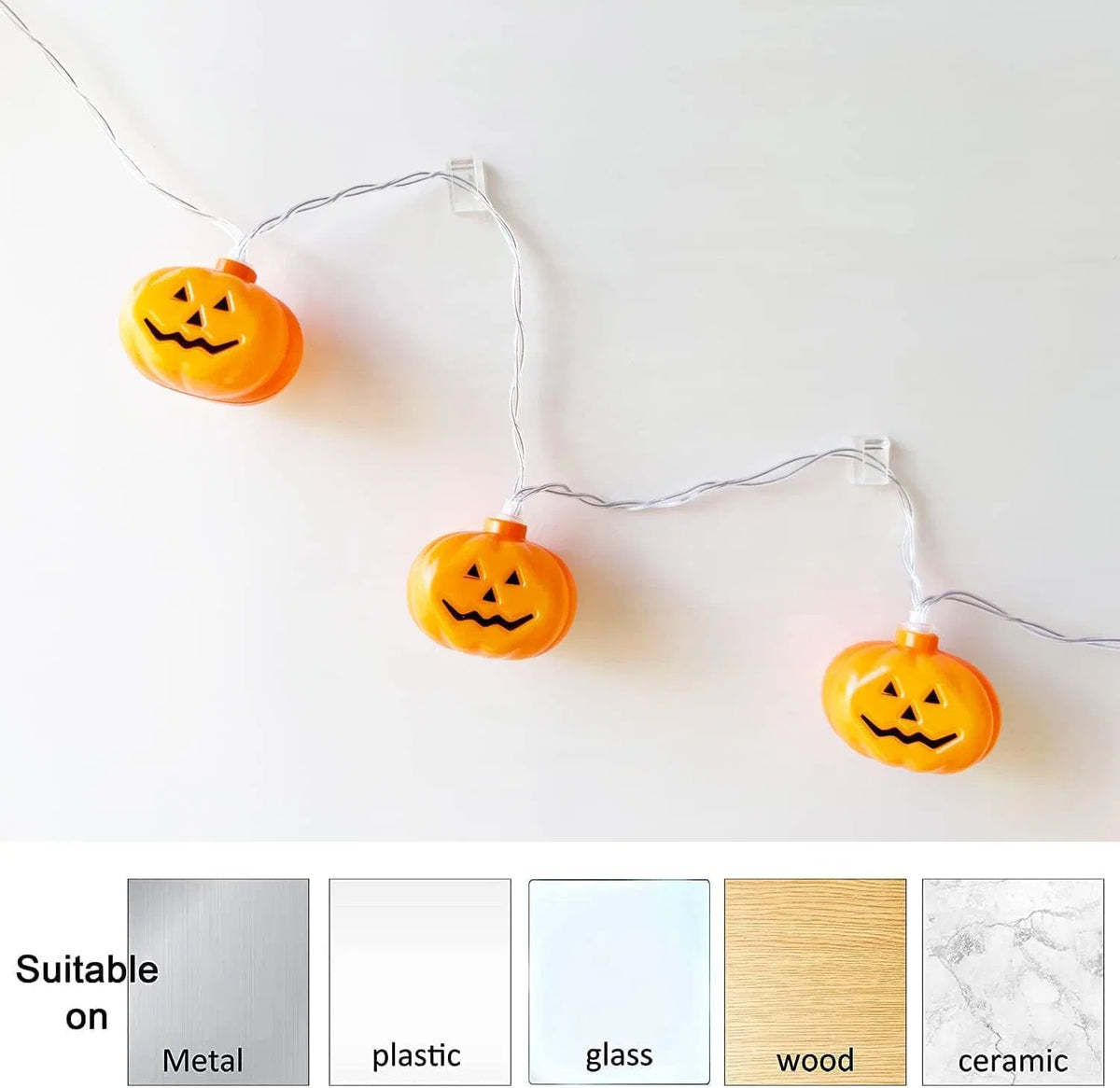 Halloween Pumpkin String Lights 20FT 40LED Battery Operated 8 Modes Waterproof Indoor Outdoor