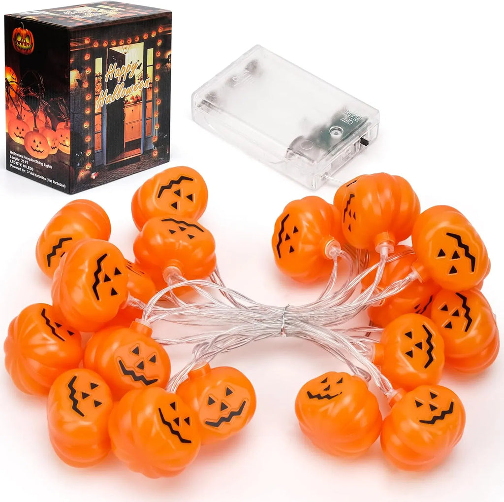 Halloween Pumpkin String Lights 20FT 40LED Battery Operated 8 Modes Waterproof Party Decor