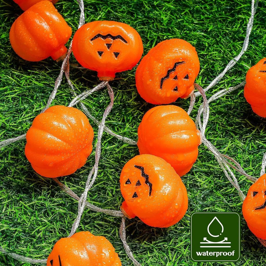 Halloween Pumpkin String Lights 20FT 40LED Battery Operated 8 Modes Waterproof Indoor Outdoor