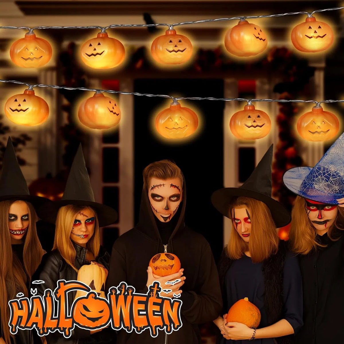 Halloween Pumpkin String Lights 20FT 40LED Battery Operated 8 Modes Waterproof Party Decor