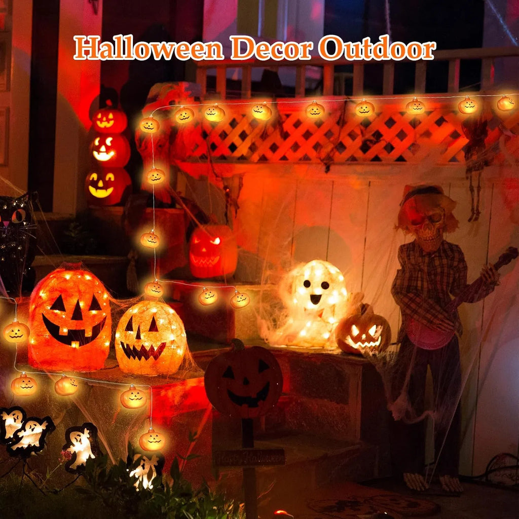 Halloween Pumpkin String Lights 20FT 40LED Battery Operated 8 Modes Waterproof Indoor Outdoor