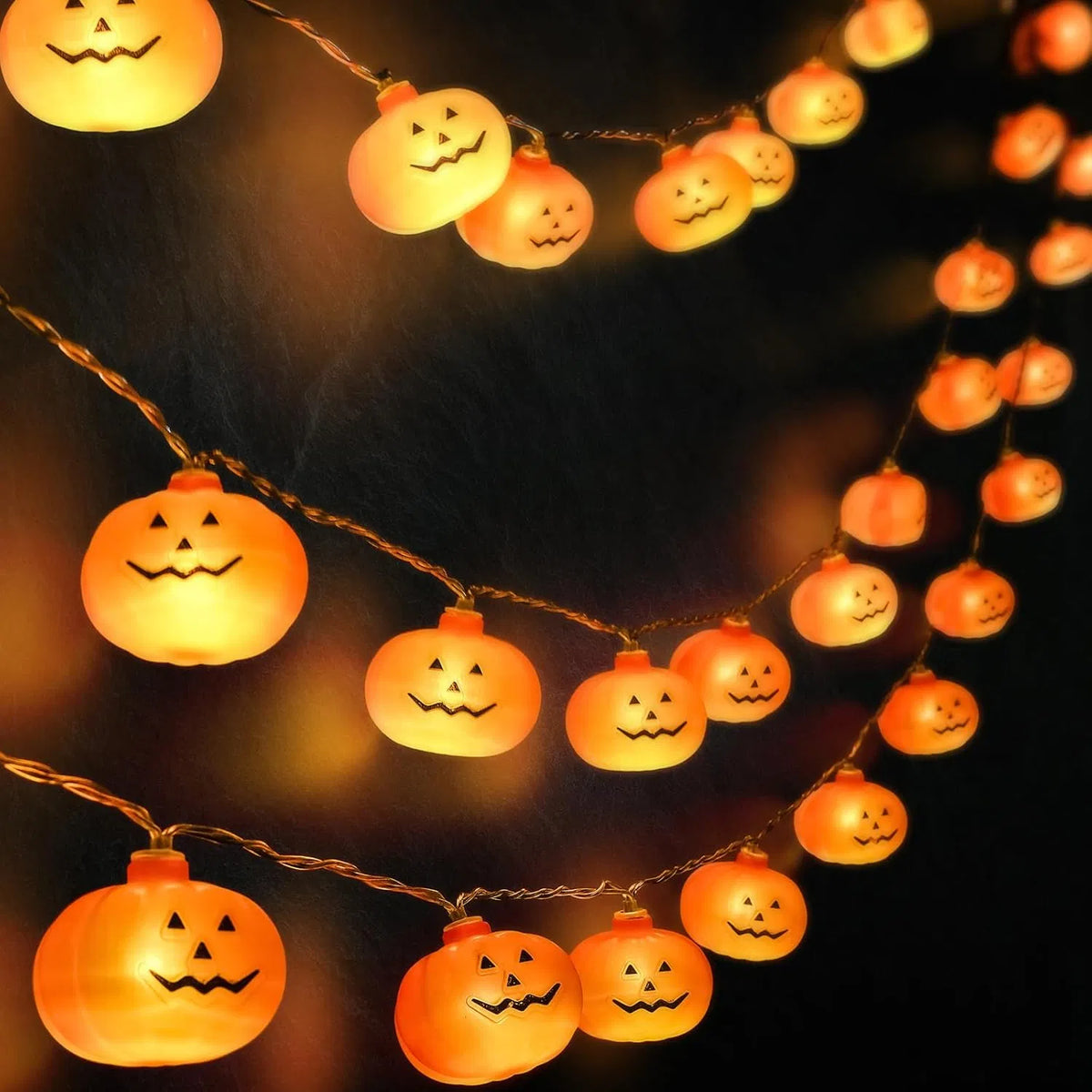 Halloween Pumpkin String Lights 20FT 40LED Battery Operated 8 Modes Waterproof Party Decor