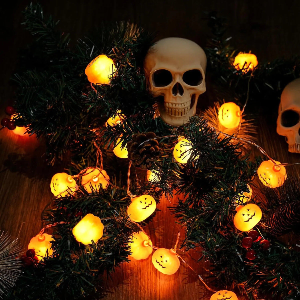 Halloween Pumpkin String Lights 20FT 40LED Battery Operated 8 Modes Waterproof Party Decor