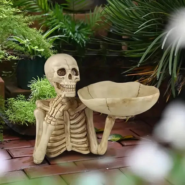 Halloween Skull Storage Tray, Gothic Skeleton Candy Fruit Snack Plate, Table Centerpiece Decor for Halloween Party Cupcake Serving Dish