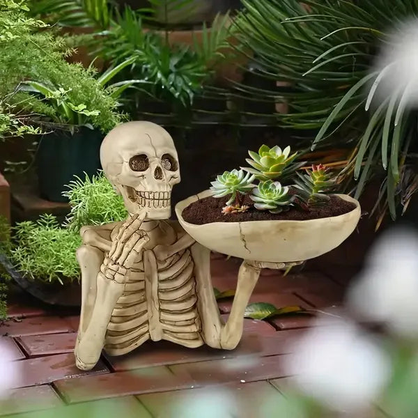 Halloween Skull Storage Tray, Gothic Skeleton Candy Fruit Snack Plate, Table Centerpiece Decor for Halloween Party Cupcake Serving Dish