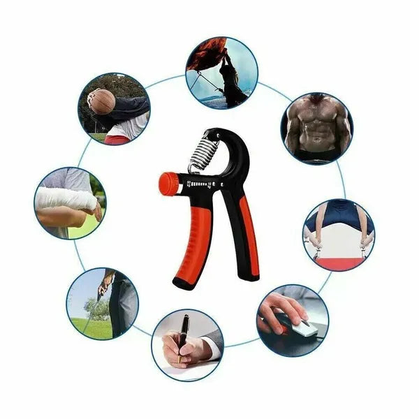 Adjustable Hand Grip Strengthener 11–132 lb, Forearm & Finger Exerciser with Non-Slip Handles, Black/Red