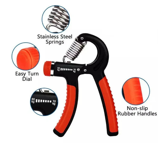 Adjustable Hand Grip Strengthener 11–132 lb, Forearm & Finger Exerciser with Non-Slip Handles, Black/Red