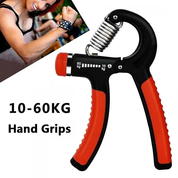Adjustable Hand Grip Strengthener 11–132 lb, Forearm & Finger Exerciser with Non-Slip Handles, Black/Red