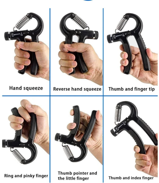 Adjustable Hand Grip Strengthener 11–132 lb, Forearm & Finger Exerciser with Non-Slip Handles, Black/Red