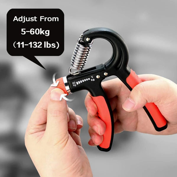Adjustable Hand Grip Strengthener 11–132 lb, Forearm & Finger Exerciser with Non-Slip Handles, Black/Red