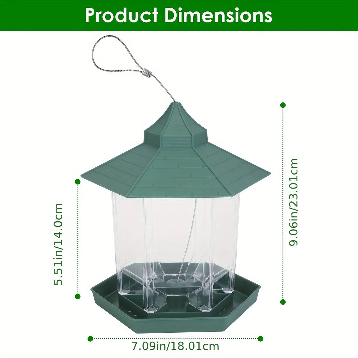 Gazebo Wild Bird Feeder, Hanging Outdoor Bird Seed Station with 6 Feeding Ports, Large Capacity, Drainage Holes, Weatherproof for Garden Patio Yard