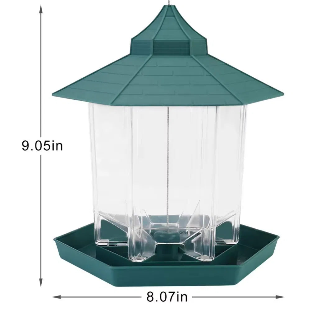 Gazebo Wild Bird Feeder, Hanging Outdoor Bird Seed Station with 6 Feeding Ports, Large Capacity, Drainage Holes, Weatherproof for Garden Patio Yard