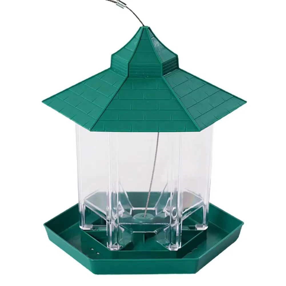 Gazebo Wild Bird Feeder, Hanging Outdoor Bird Seed Station with 6 Feeding Ports, Large Capacity, Drainage Holes, Weatherproof for Garden Patio Yard