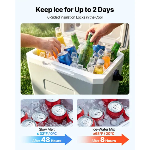 Aeelleea 17 Quart Hard Cooler, Portable Insulated Ice Box, Leakproof Design, 48 Hours Ice Retention with Sturdy Handle for Camping Sports Concerts