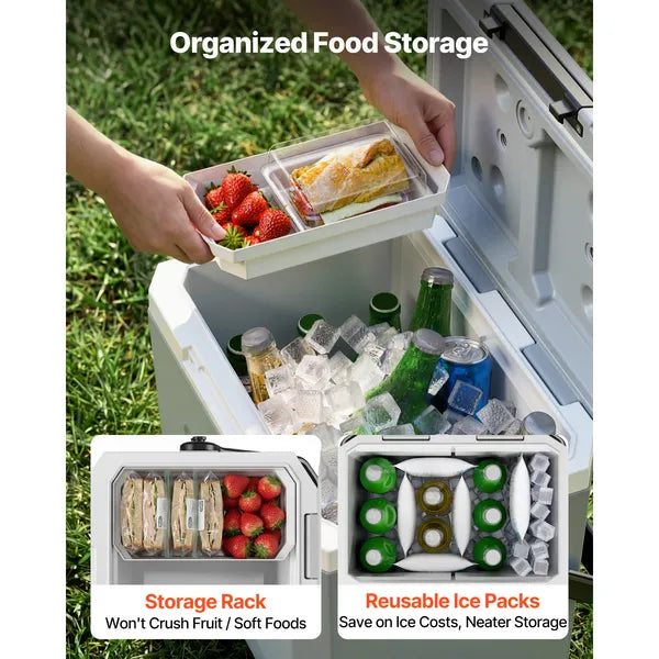 Aeelleea 17 Quart Hard Cooler, Portable Insulated Ice Box, Leakproof Design, 48 Hours Ice Retention with Sturdy Handle for Camping Sports Concerts