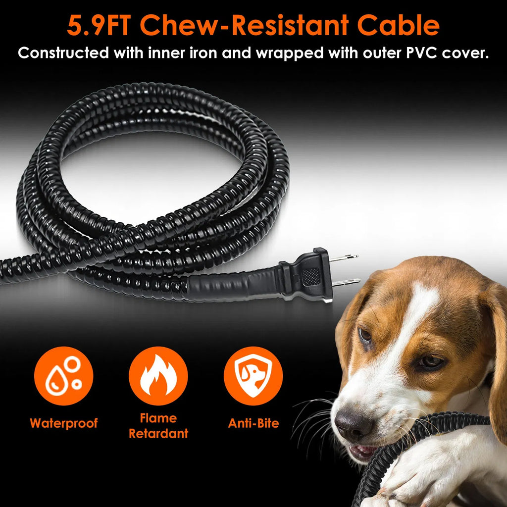 AEELLEEA Heated Pet Water Bowl 74.4oz Thermostatic IP67 Waterproof Anti-Chew Cord Non-Slip for Dogs Cats Outdoor Winter Army Green