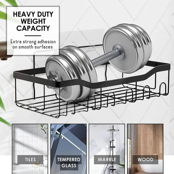 Heavy Duty No Drill Shower Caddy 5 Pack, Adhesive Wall Mounted Bathroom Storage Organizer Rack for Toiletries