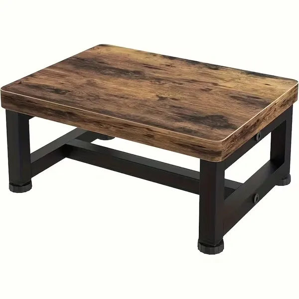 Heavy Duty Adult Bedside Step Stool, Reinforced Steel Frame with Solid Wood Pedal for High Bed