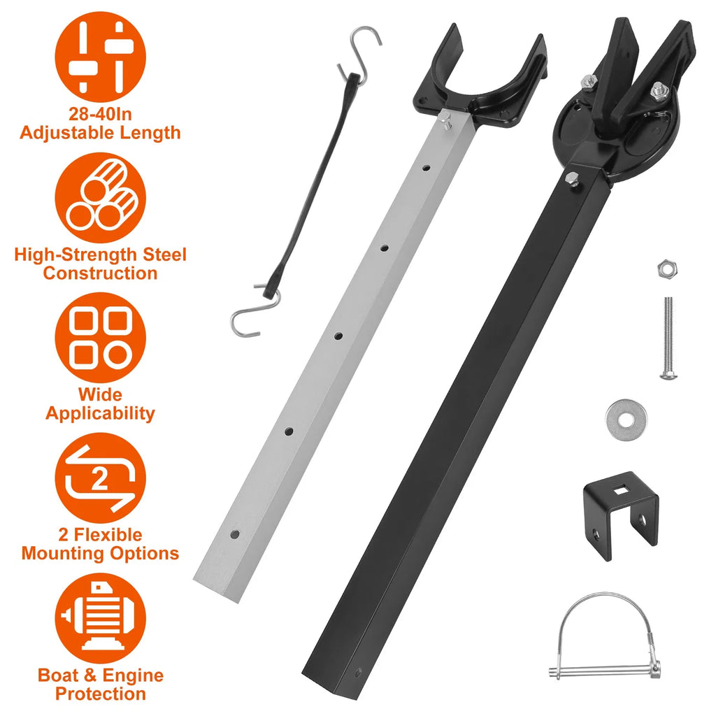 Adjustable Transom Saver 28-40 in, Heavy Duty Outboard Motor Support, Fits Up to 100 HP