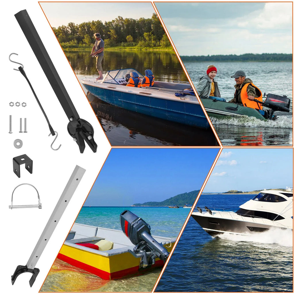 Adjustable Transom Saver 28-40 in, Heavy Duty Outboard Motor Support, Fits Up to 100 HP