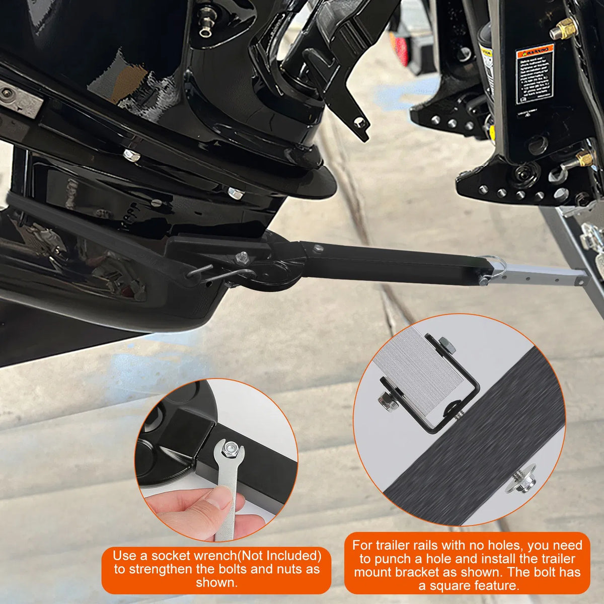 Adjustable Transom Saver 28-40 in, Heavy Duty Outboard Motor Support, Fits Up to 100 HP