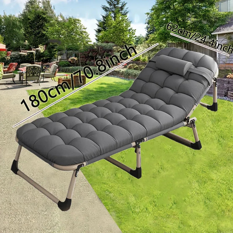 Heavy Duty Folding Camping Bed with Flip-Up Mattress Included, Portable Guest Bed for Adults & Teens, Travel Garden Balcony Camping Cot