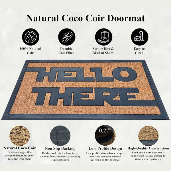 Funny Coir Doormat, Natural Coconut Fiber Welcome Mat, Non-Slip PVC Backing, Indoor Outdoor Entrance Decor, Housewarming Gift