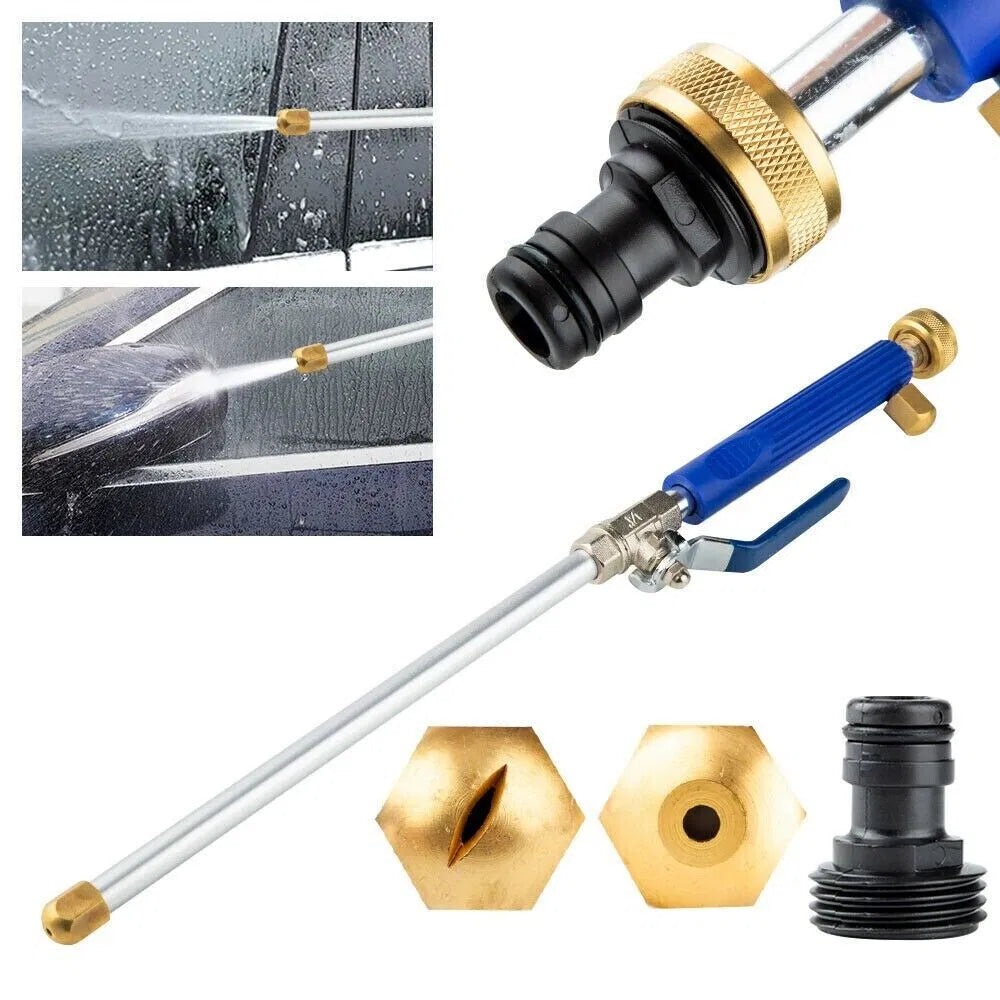 High Pressure Garden Water Wand, 18.3 Inch Long Aluminum Water Sprayer with 2 Brass Nozzles, On‑Off Control Valve, Quick Connect Adapter for Car Washing Patio Yard Cleaning