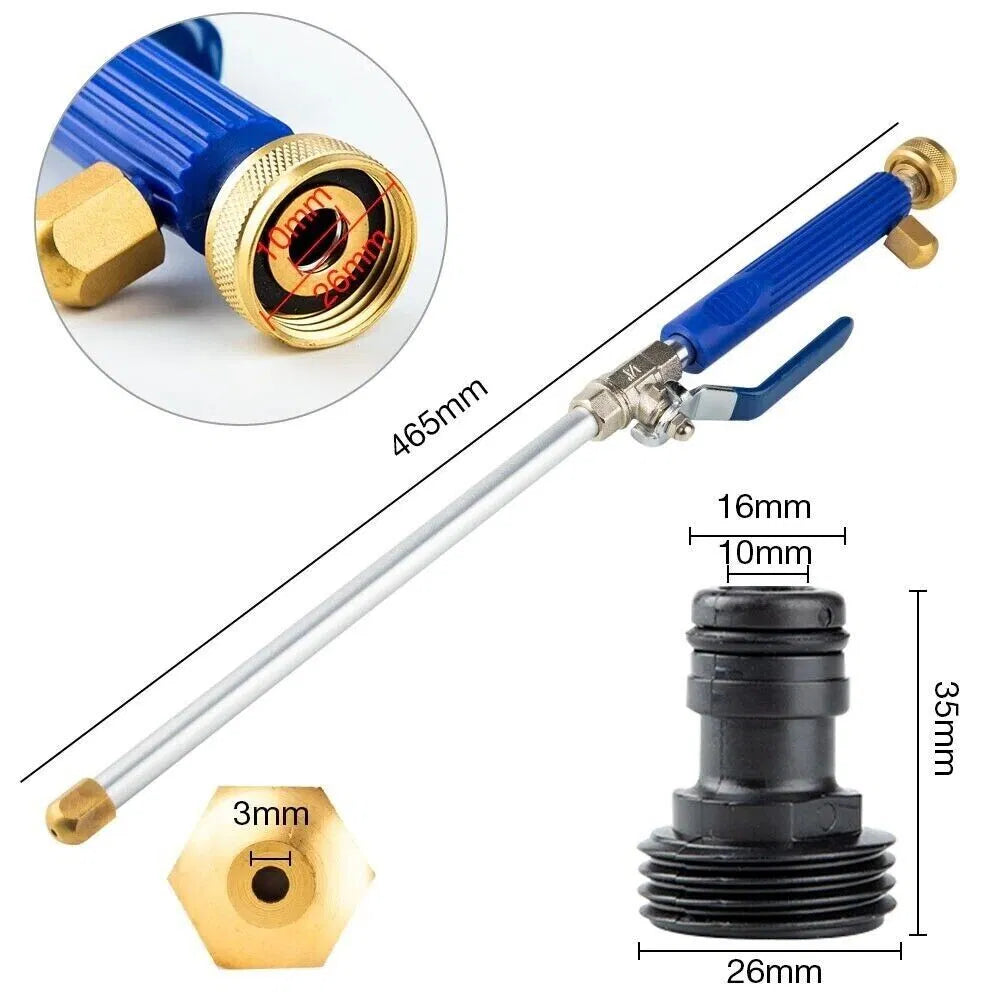 High Pressure Garden Water Wand, 18.3 Inch Long Aluminum Water Sprayer with 2 Brass Nozzles, On‑Off Control Valve, Quick Connect Adapter for Car Washing Patio Yard Cleaning