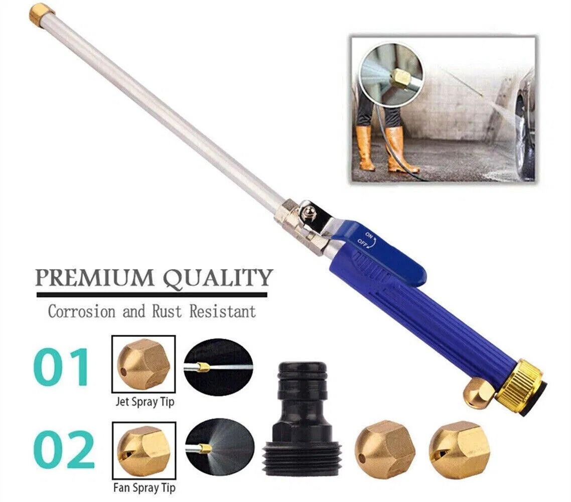 High Pressure Garden Water Wand, 18.3 Inch Long Aluminum Water Sprayer with 2 Brass Nozzles, On‑Off Control Valve, Quick Connect Adapter for Car Washing Patio Yard Cleaning