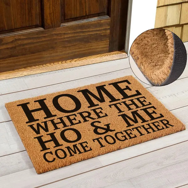 Home, Where I Meet The Lord Funny Coir Doormat, Non-Slip Front Porch Welcome Mat 23.6×15.7in, Housewarming Gift
