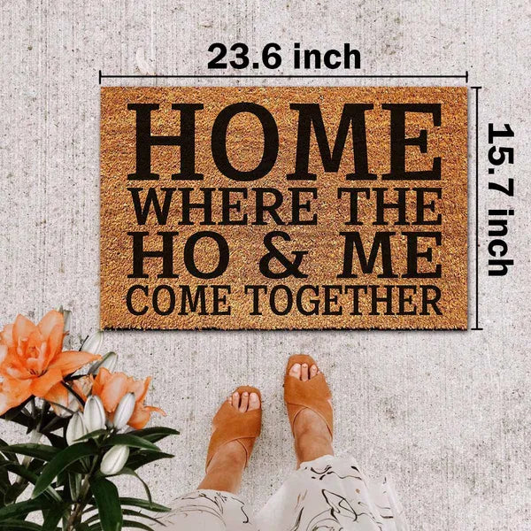 Home, Where I Meet The Lord Funny Coir Doormat, Non-Slip Front Porch Welcome Mat 23.6×15.7in, Housewarming Gift
