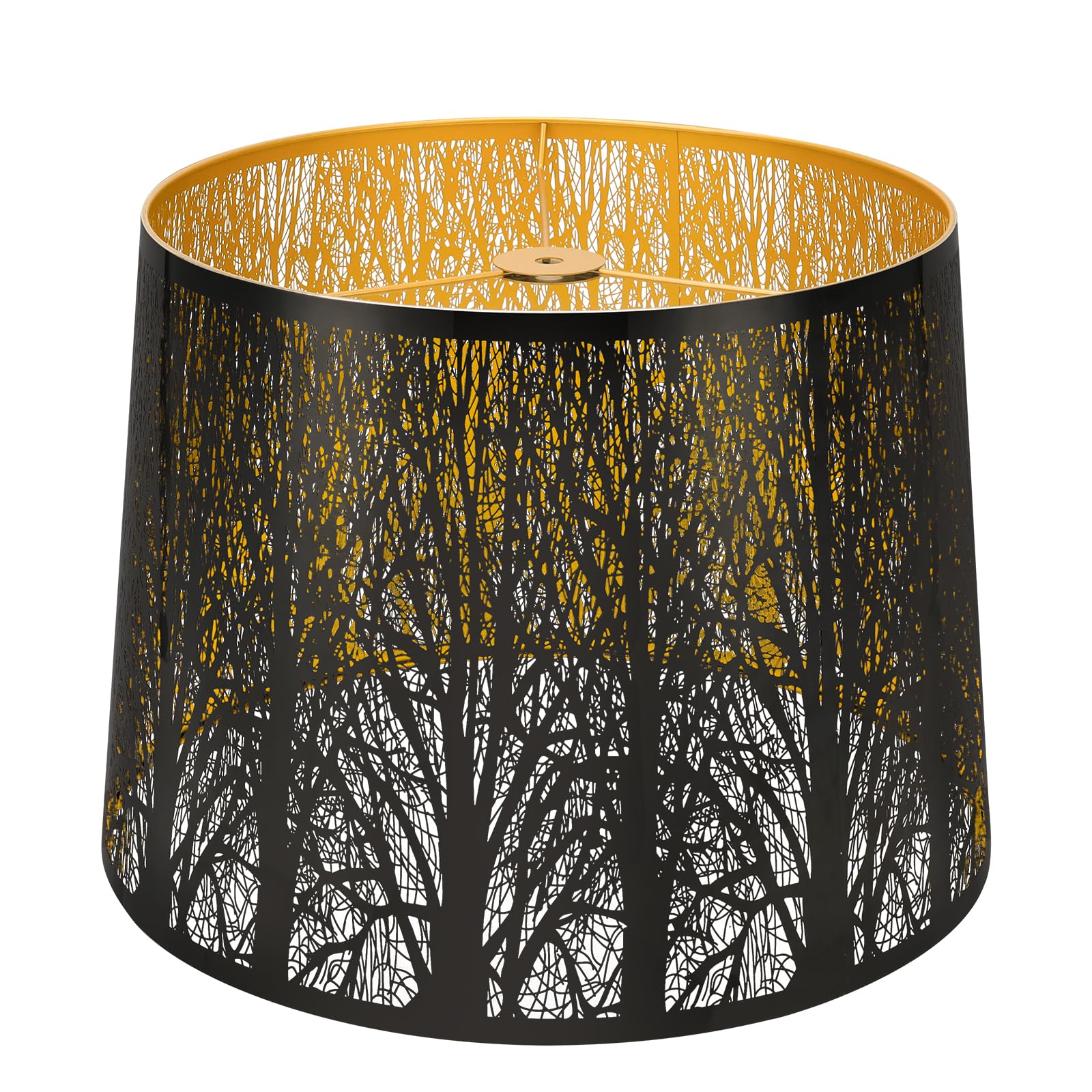 Large Drum Lampshade | Modern Metal Forest Mirror Effect