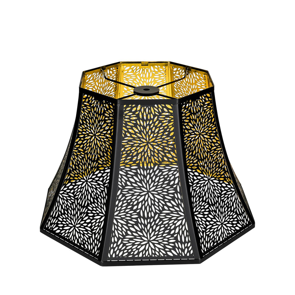 Octagonal Metal Lampshade | Etched Chrysanthemum Design