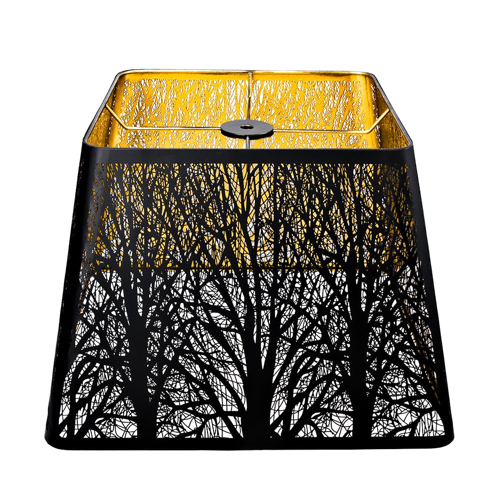 Medium Square Metal Lampshade | Tree Pattern Design