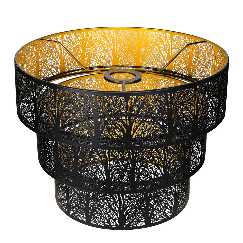 3-Tier Drum Lampshade | Forest Tree Design for Floor & Pendant Lights
