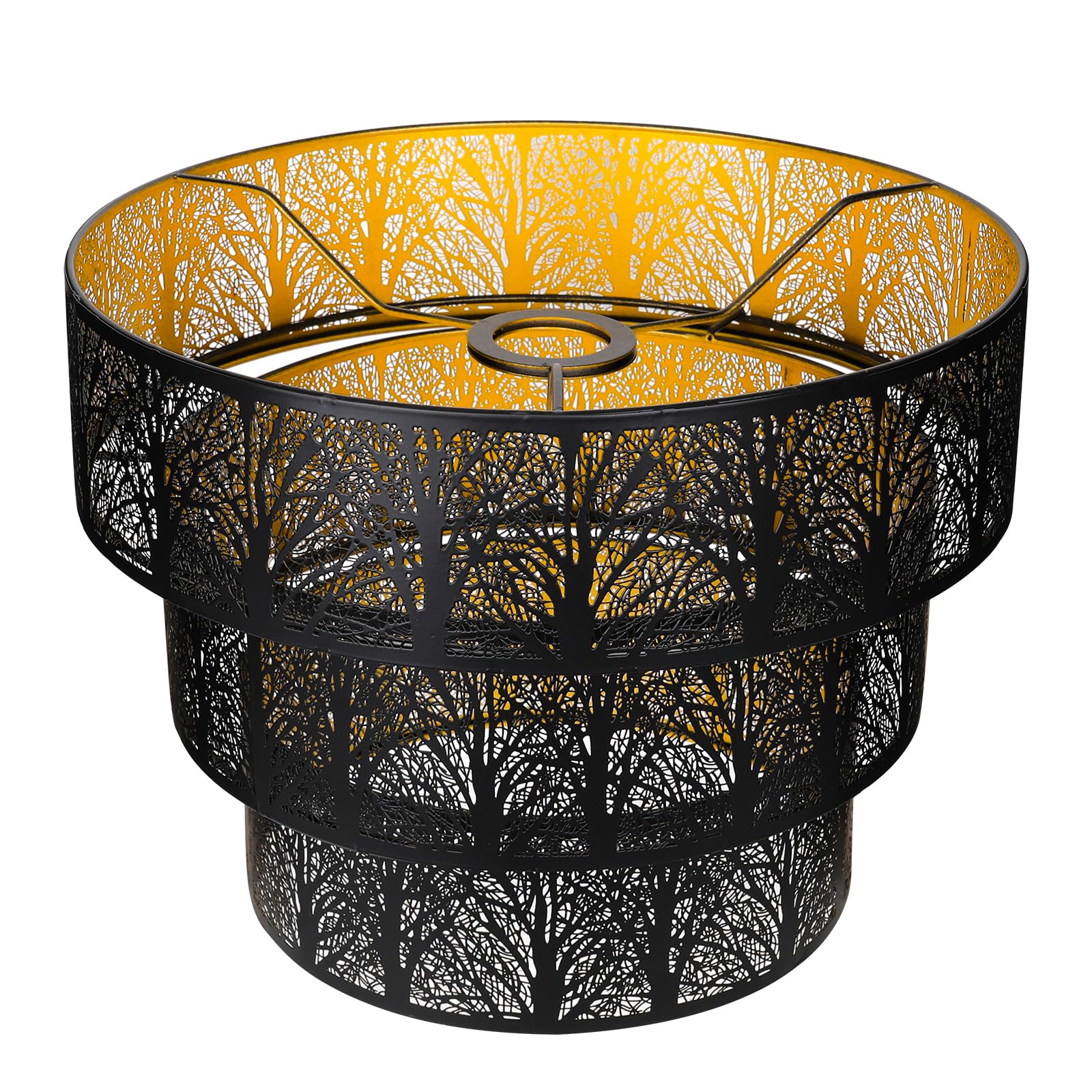 3-Tier Drum Lampshade | Forest Tree Design for Floor & Pendant Lights