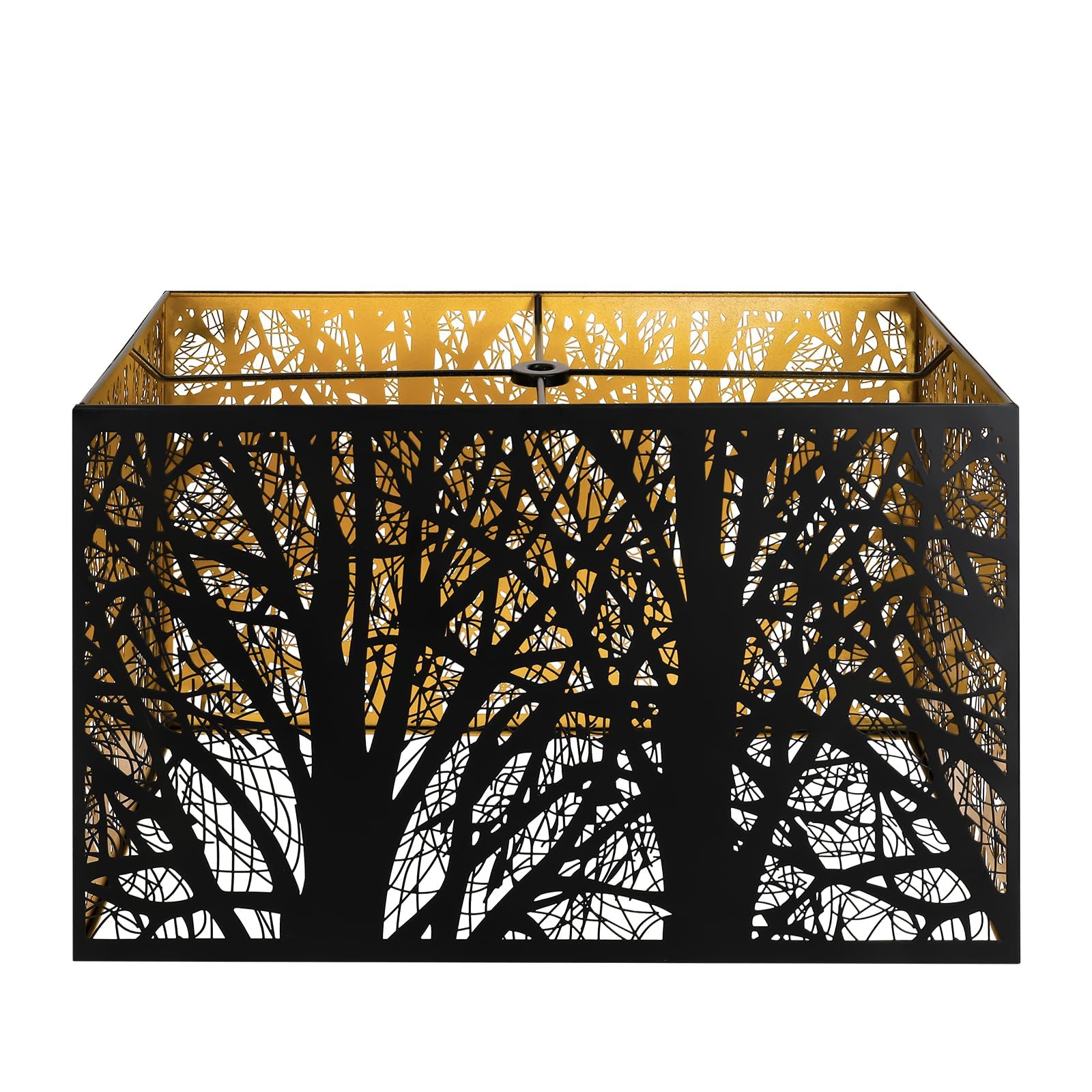 Black & Gold Rectangular Forest Lampshade – 8×14×9 Inch