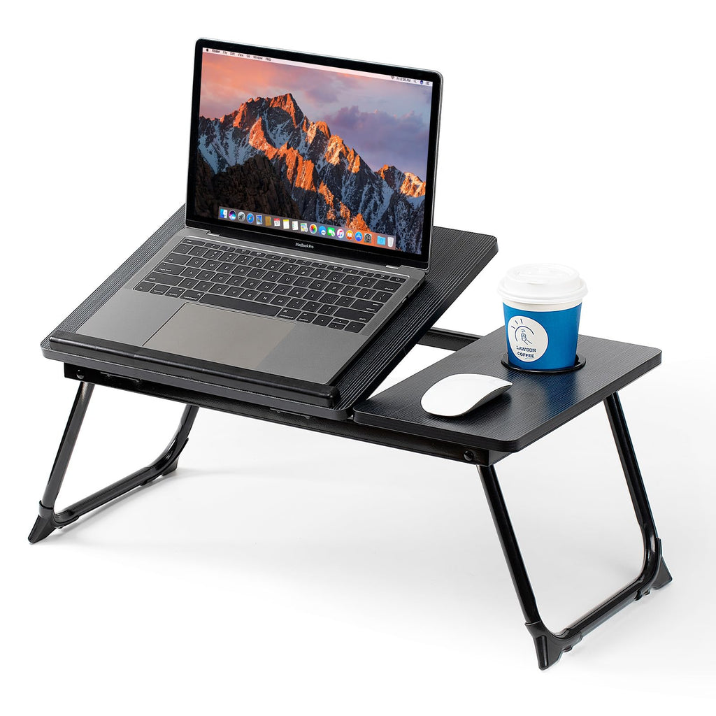 AEELLEEA Foldable Laptop Desk for Bed & Couch with Cup Holder, Portable Lap Desk Breakfast Tray for Working, Reading & Movie Watching on Sofa or Bed
