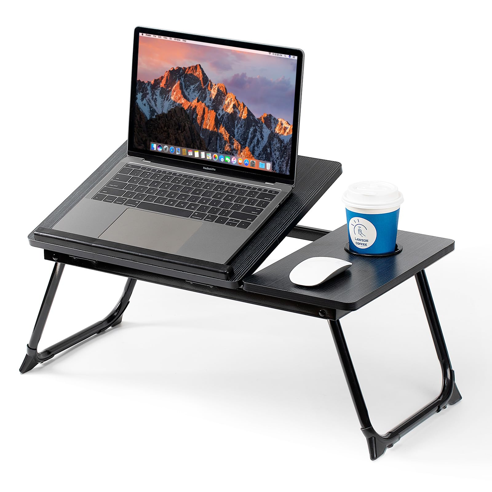 AEELLEEA Foldable Laptop Desk for Bed & Couch with Cup Holder, Portable Lap Desk Breakfast Tray for Working, Reading & Movie Watching on Sofa or Bed