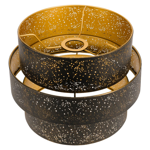 3-Tier Drum Lampshade | Antique Bronze Gold with Stars