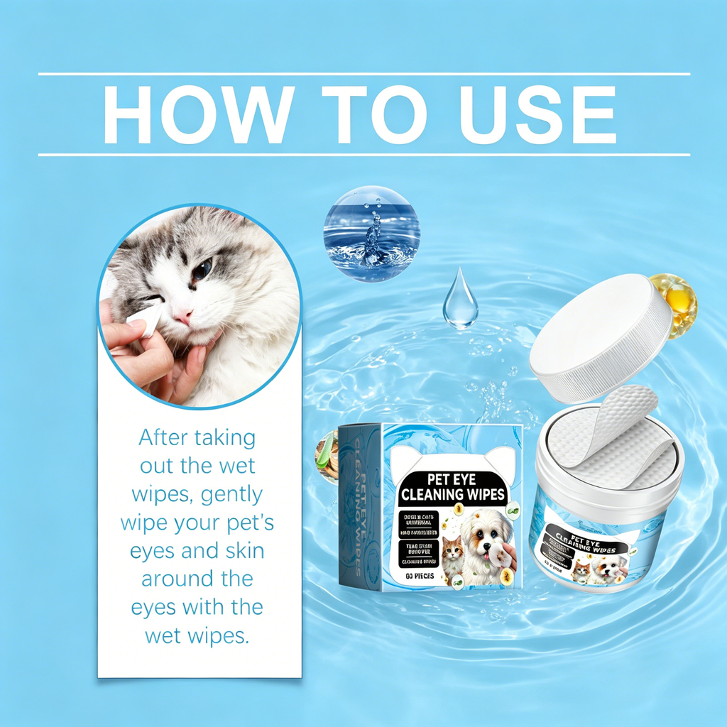 60ct Pet Eye Cleaning Wipes for Dogs and Cats - Gentle Tear Stain Remover, Mild Formula