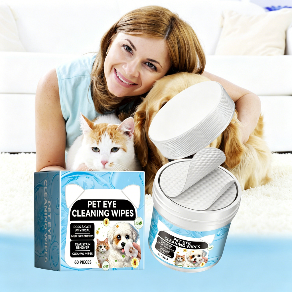 60ct Pet Eye Cleaning Wipes for Dogs and Cats - Gentle Tear Stain Remover, Mild Formula
